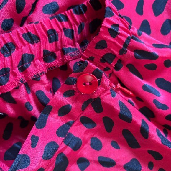 Vintage 90s Leslie Fay Red Leopard Animal Print Midi Skirt 16 XL VLV Mob Wife - Picture 6 of 8